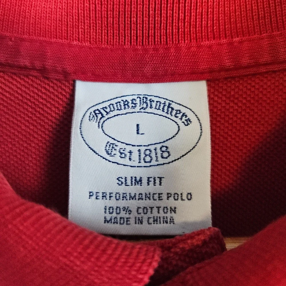 Brooks Brothers Men's‎ Red Knit Polo Shirt Size L Slim Fit 100% Cotton STAINS